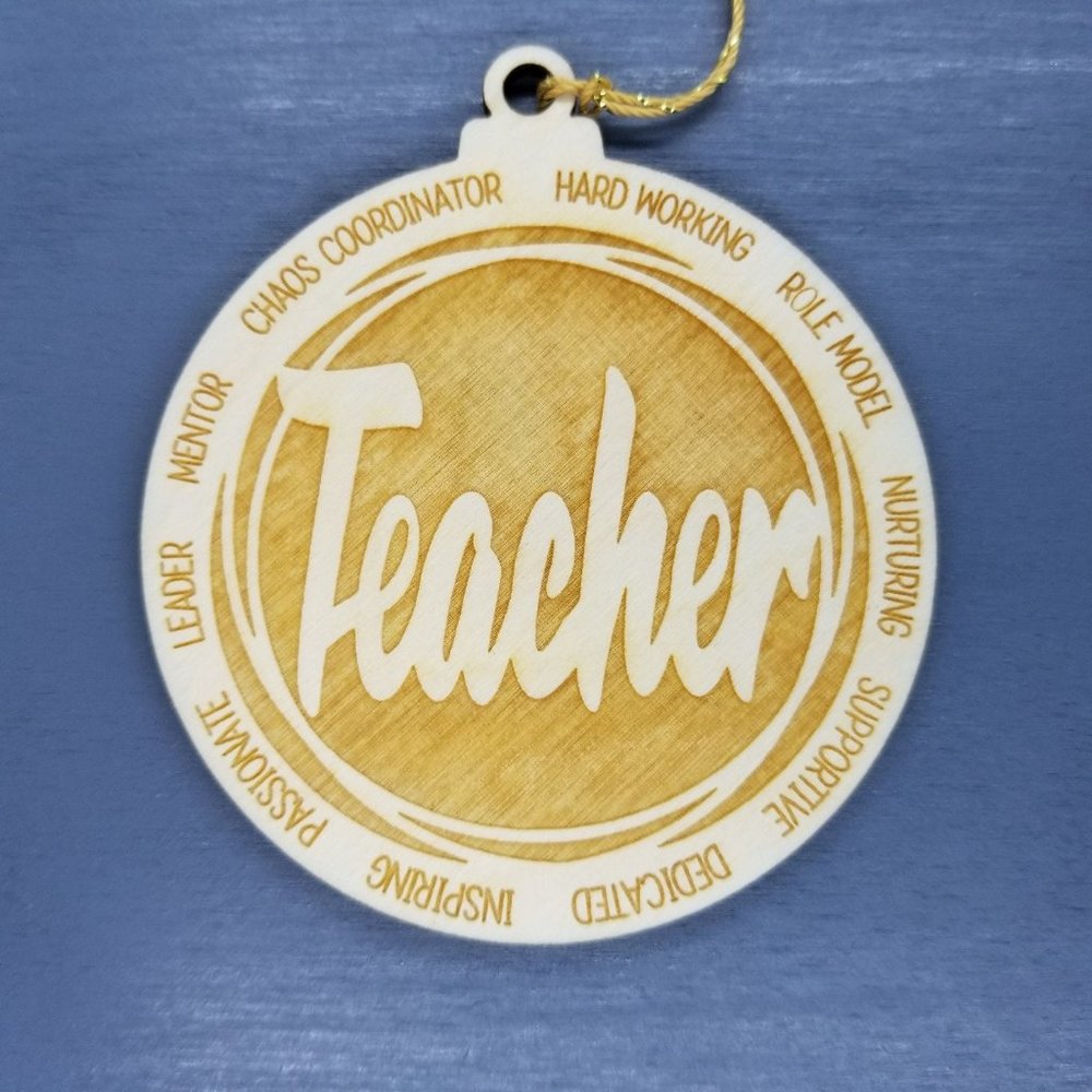 Teacher Christmas Ornament - Character Traits - Handmade Wood Ornament -  Gift